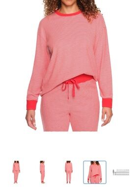 Striped Red Lounge Set - Cozy Top & Drawstring Pants